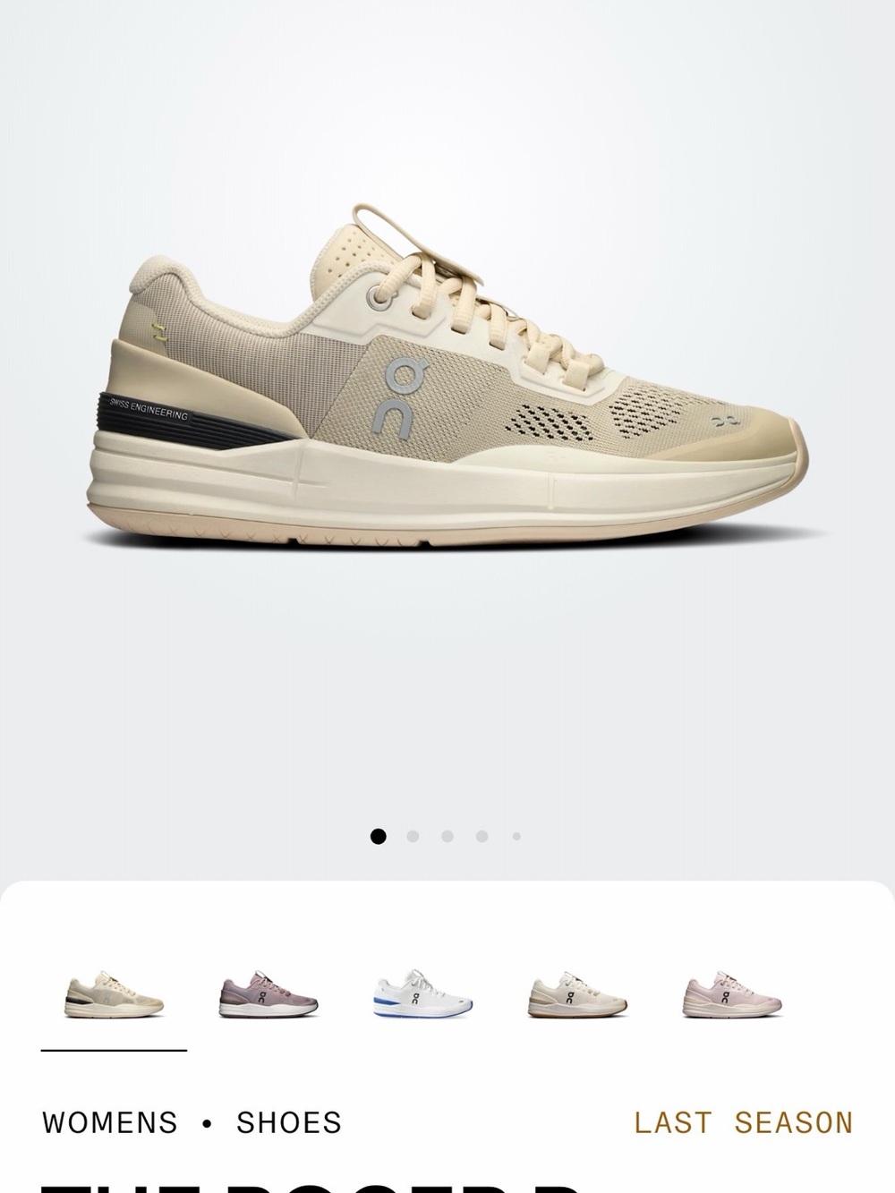 On Cloud Running women's Roger Pro Sneakers in Beige, tan and Cream